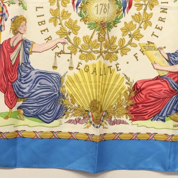 HERMES Carre 90 ""LIBERTE EGALITE FRATERNITE REPUBLIQUE FRANCAISE"" Auth - Picture 11 of 16